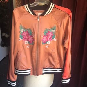 Mossimo satin embroidered jacket tropical
